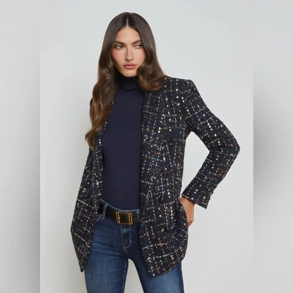 CURRENT SEASON L'Agence Jayda sequin-embellished tweed blazer